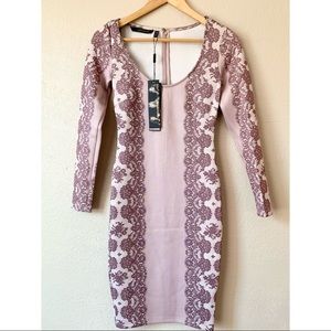 Kardashian Kollection- Lace Print side dress